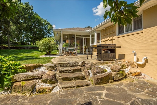 2633 Cedarvue Dr, Saint Clair, PA 15241 - view of patio / terrace with a sunroom
