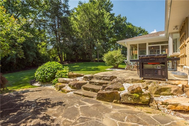 2633 Cedarvue Dr, Saint Clair, PA 15241 - view of patio / terrace with a sunroom