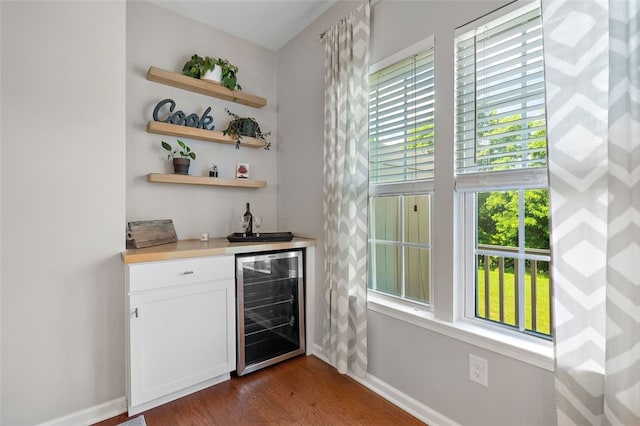 1004 Pointe View Dr, Adams Twp, PA 16046 - indoor dry bar featuring wine cooler and dark wood finished floors