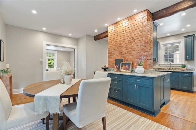 248 Berringer Pl, Ben Avon, PA 15202 - dining room with light wood finished floors, recessed lighting, and beam ceiling