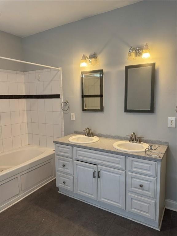 2411 Sarah St, South Side, PA 15203 - bathroom featuring double vanity and shower / washtub combination
