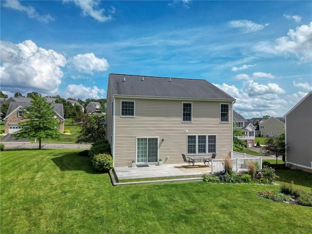 102 Bridal Ln, North Fayette, PA 15071 - rear view of house featuring a lawn, a wooden deck, and a residential view