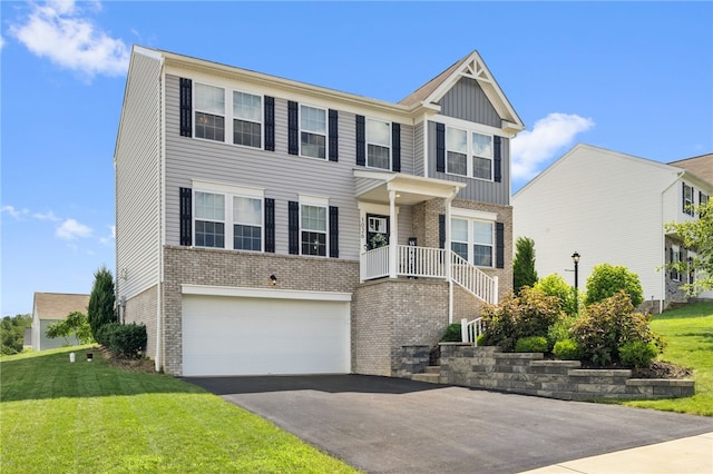 1026 Tee Line Dr, Hopewell Twp, PA 15001 - view of front of home with brick siding, a garage, driveway, and a front yard