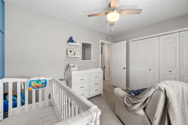 1026 Tee Line Dr, Hopewell Twp, PA 15001 - bedroom with a closet, carpet flooring, ceiling fan, and a crib