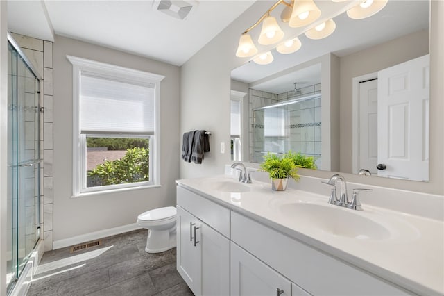1026 Tee Line Dr, Hopewell Twp, PA 15001 - full bath with a shower stall, double vanity, and a chandelier