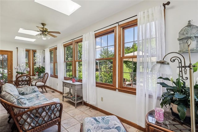 221 Scott Hollow Rd, Pa, PA 15021 - sunroom / solarium featuring a skylight, tile patterned floors, and french doors