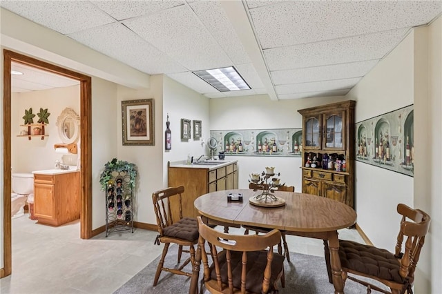 221 Scott Hollow Rd, Pa, PA 15021 - dining space featuring a drop ceiling and bar