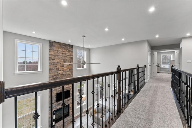 107 Valley View Dr, Brighton Twp, PA 15009 - hall featuring recessed lighting, healthy amount of natural light, and carpet flooring