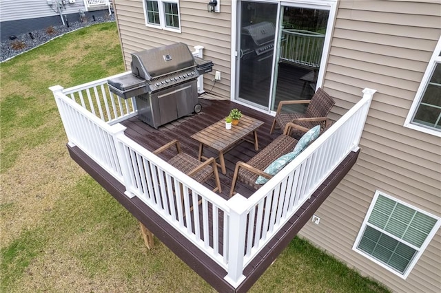 107 Valley View Dr, Brighton Twp, PA 15009 - wooden terrace with a grill and a lawn