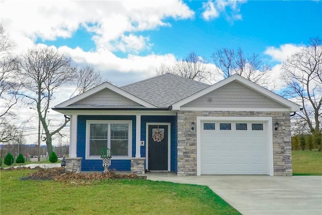 1053 Beaner Hollow Rd, Brighton Twp, PA 15009 - craftsman-style home with stone siding, an attached garage, driveway, and a front yard