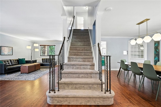 144 Cochran Mt, Lebanon, PA 15228 - stairs featuring wood finished floors and crown molding