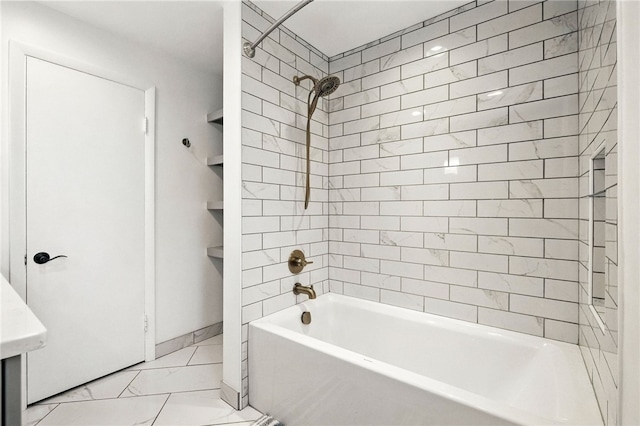 144 Cochran Mt, Lebanon, PA 15228 - full bathroom featuring bathing tub / shower combination, marble finish floors, and vanity