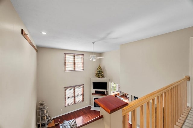 121 Fairway Landings Dr, Cecil, PA 15317 - stairway featuring wood finished floors, a ceiling fan, and recessed lighting