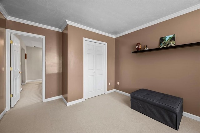 121 Fairway Landings Dr, Cecil, PA 15317 - bedroom with light colored carpet, crown molding, and a closet
