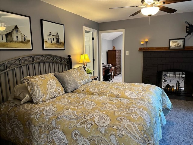 4689 Greenwood Dr, Hampton, PA 15101 - bedroom featuring carpet floors, a fireplace, and ceiling fan