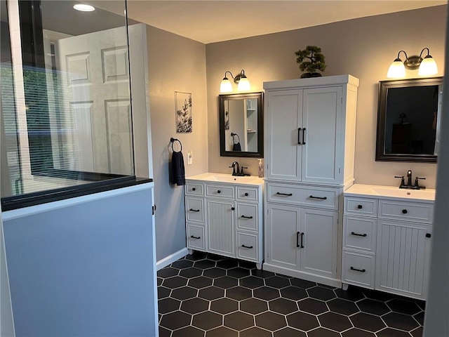 4689 Greenwood Dr, Hampton, PA 15101 - bathroom featuring double vanity, tile patterned floors, and recessed lighting