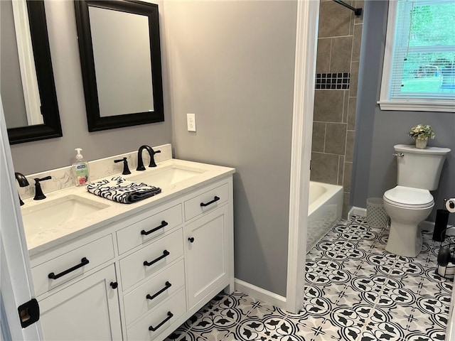 4689 Greenwood Dr, Hampton, PA 15101 - bathroom with double vanity, tile patterned floors, and bathtub / shower combination