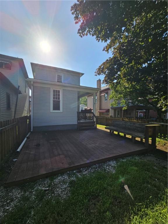 1908 6th Ave, Beaver Falls, PA 15010 - back of house featuring a fenced backyard and a wooden deck