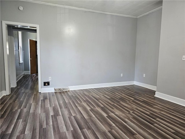 1908 6th Ave, Beaver Falls, PA 15010 - spare room featuring ornamental molding, dark wood-type flooring, and a smoke detector