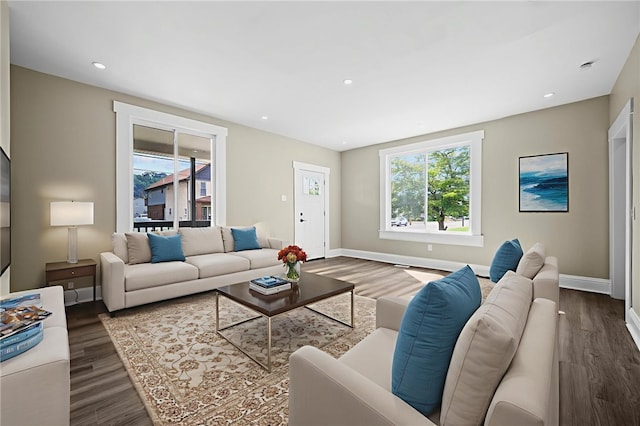 1317 Indiana Ave, Monaca, PA 15061 - living area with dark wood-style flooring and recessed lighting
