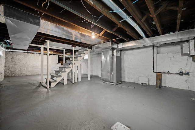 1317 Indiana Ave, Monaca, PA 15061 - unfinished basement with stairway and heating unit