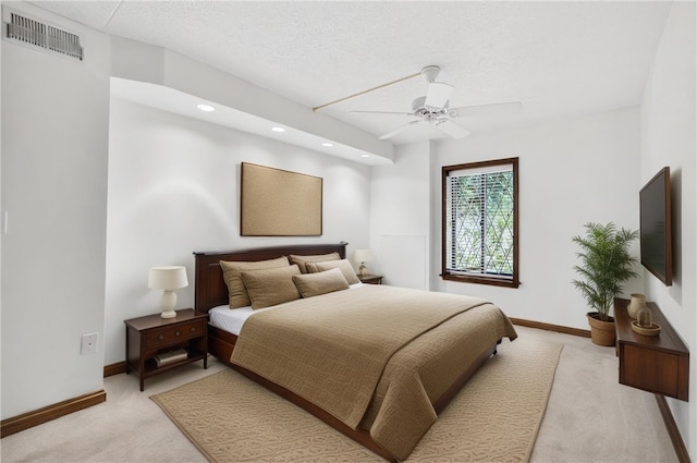 2011 Thornberry Dr, Ross Twp, PA 15237 - bedroom with light colored carpet, recessed lighting, a ceiling fan, and a textured ceiling