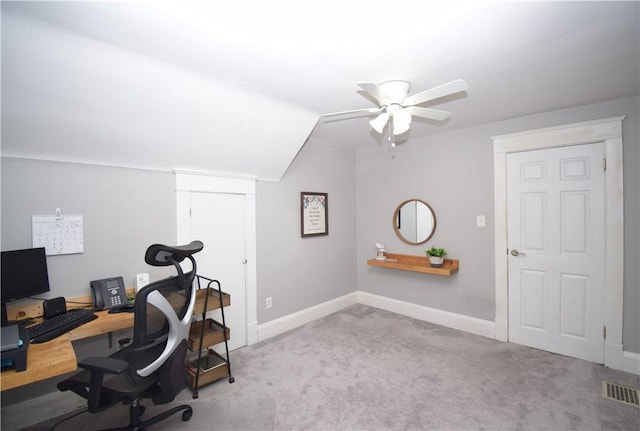 321 Hansen Ave, Franklin Twp, PA 16117 - carpeted office space with a ceiling fan and vaulted ceiling