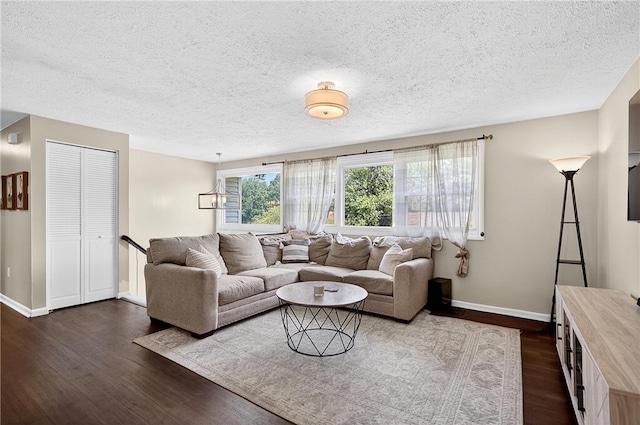 555 Madison St, Mccandless, PA 15237 - living area with dark wood-type flooring and a textured ceiling