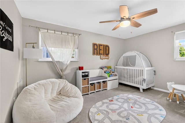 555 Madison St, Mccandless, PA 15237 - bedroom with carpet flooring, a ceiling fan, and a nursery area