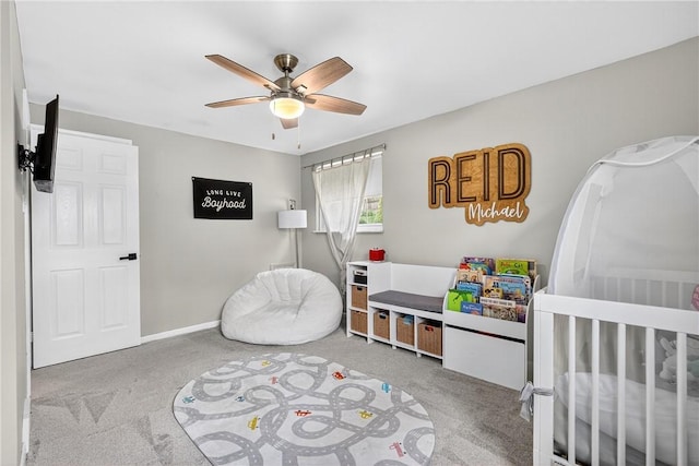 555 Madison St, Mccandless, PA 15237 - bedroom featuring carpet floors, ceiling fan, and a nursery area