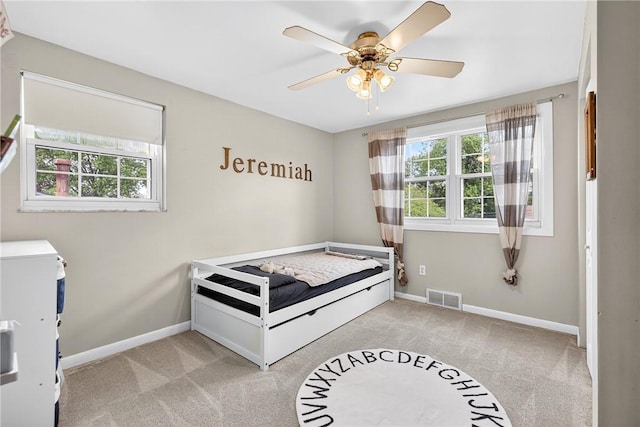 555 Madison St, Mccandless, PA 15237 - carpeted bedroom with multiple windows and ceiling fan