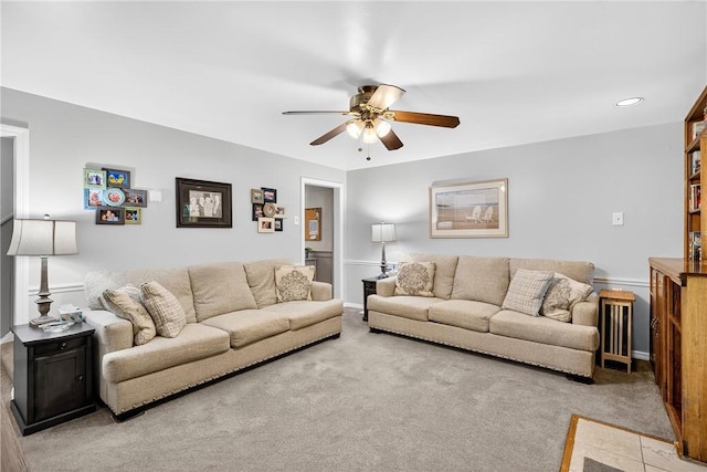 1615 Wicklines Ln, Troy Hill, PA 15212 - living area with ceiling fan, carpet flooring, and recessed lighting