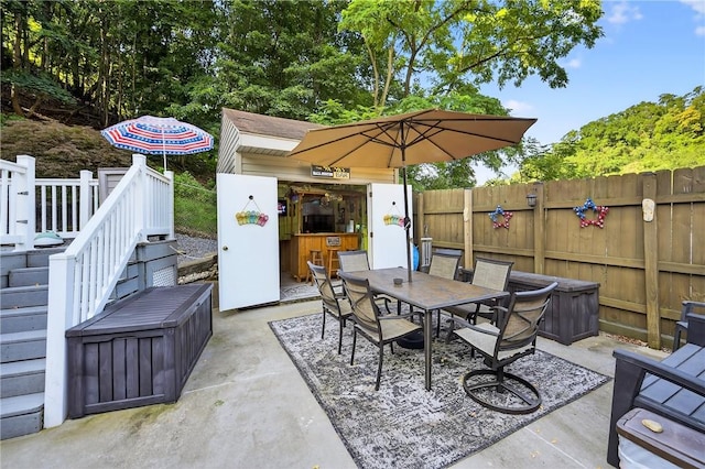 1615 Wicklines Ln, Troy Hill, PA 15212 - view of patio / terrace featuring an outdoor structure and outdoor dining area