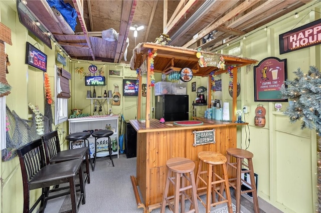 1615 Wicklines Ln, Troy Hill, PA 15212 - community bar area with freestanding refrigerator and carpet flooring