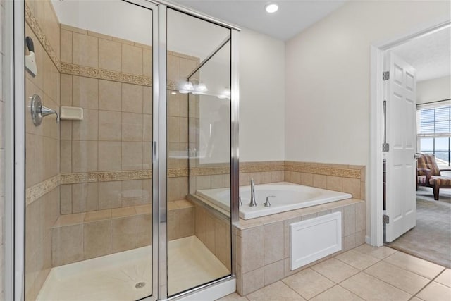 304 Horizon Dr, Monroeville, PA 15146 - bathroom with tile patterned flooring, a bath, and a shower stall
