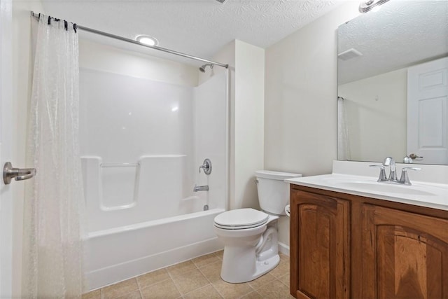 304 Horizon Dr, Monroeville, PA 15146 - full bath with vanity, shower / bath combo, tile patterned flooring, and a textured ceiling
