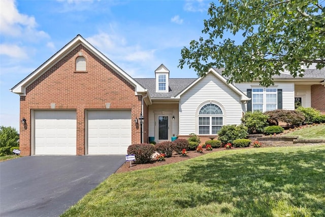 304 Horizon Dr, Monroeville, PA 15146 - traditional-style home featuring brick siding, asphalt driveway, an attached garage, and a front lawn