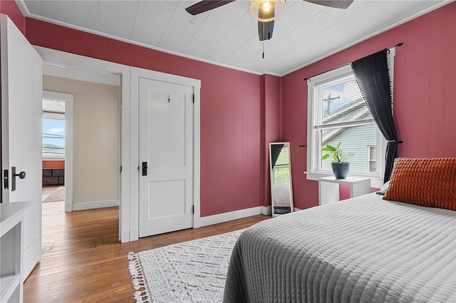 107 Imogene Rd, Greenfield, PA 15217 - bedroom with ornamental molding, wood finished floors, and a ceiling fan