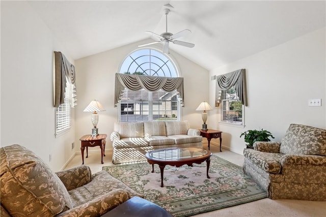 166 Steeplechase Cir, West Deer, PA 15044 - carpeted living area featuring a ceiling fan and vaulted ceiling