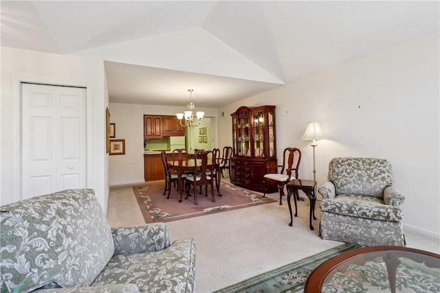 166 Steeplechase Cir, West Deer, PA 15044 - carpeted living area featuring a chandelier and lofted ceiling