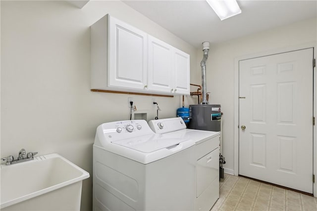 166 Steeplechase Cir, West Deer, PA 15044 - laundry area featuring separate washer and dryer, cabinet space, light flooring, and electric water heater