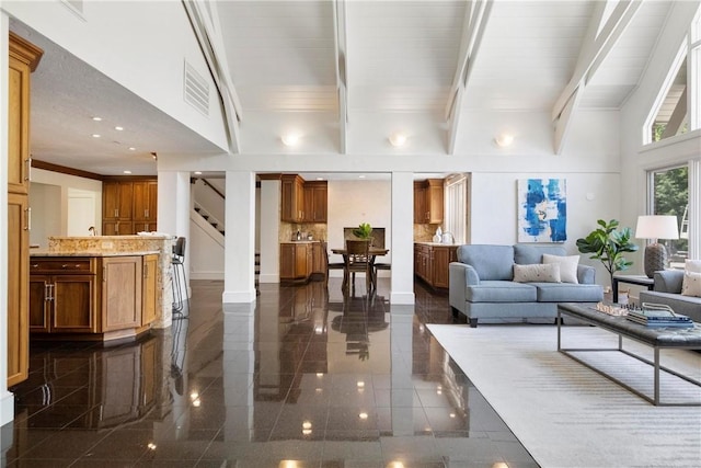 143 N Dr, Fox Chapel, PA 15238 - community lobby featuring beamed ceiling and stairs