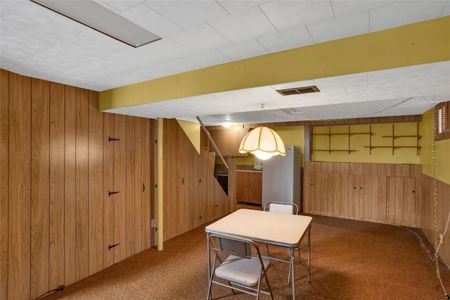 1449 Parkview Dr, Mccandless, PA 15101 - finished below grade area with wood walls, carpet floors, and stairs