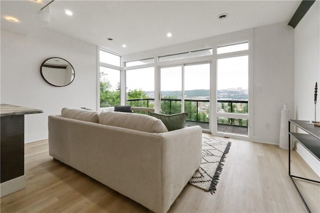 2613 Stella St, South Side, PA 15203 - living room featuring light wood-style floors and recessed lighting