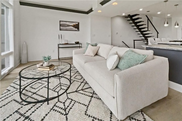 2613 Stella St, South Side, PA 15203 - living area featuring recessed lighting and wood finished floors