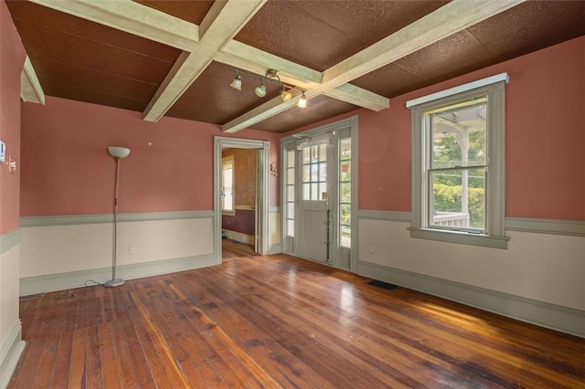 1345 N Tower Rd, Perry Twp, PA 16123 - empty room featuring hardwood / wood-style flooring and beam ceiling
