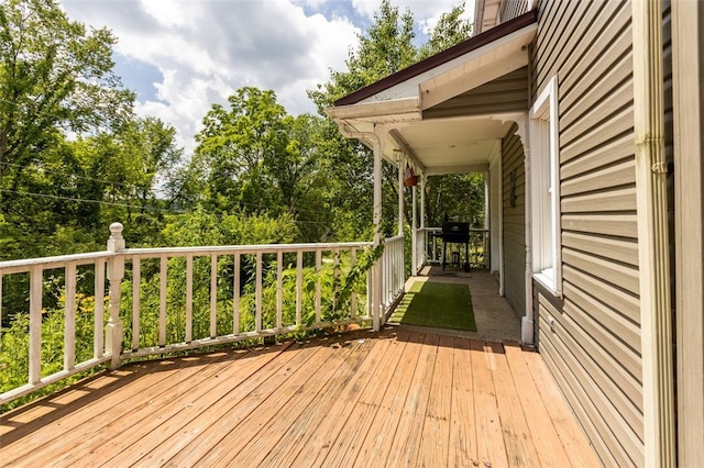 1345 N Tower Rd, Perry Twp, PA 16123 - deck featuring view of wooded area and a grill