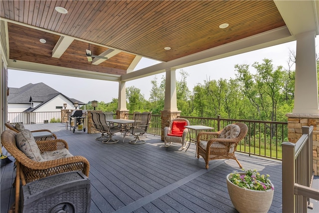 106 Orchard Dr, Pine Twp, PA 15044 - deck with outdoor dining area, a ceiling fan, and area for grilling