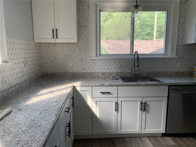 1101 State Route 356, Allegheny Twp, PA 15656 - kitchen featuring dishwasher, healthy amount of natural light, wood finished floors, and white cabinetry