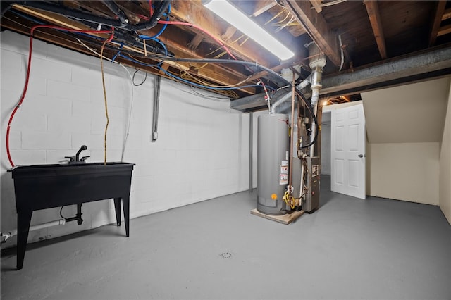 260 Stotler Rd, Penn Hills, PA 15235 - unfinished below grade area featuring water heater and concrete block wall